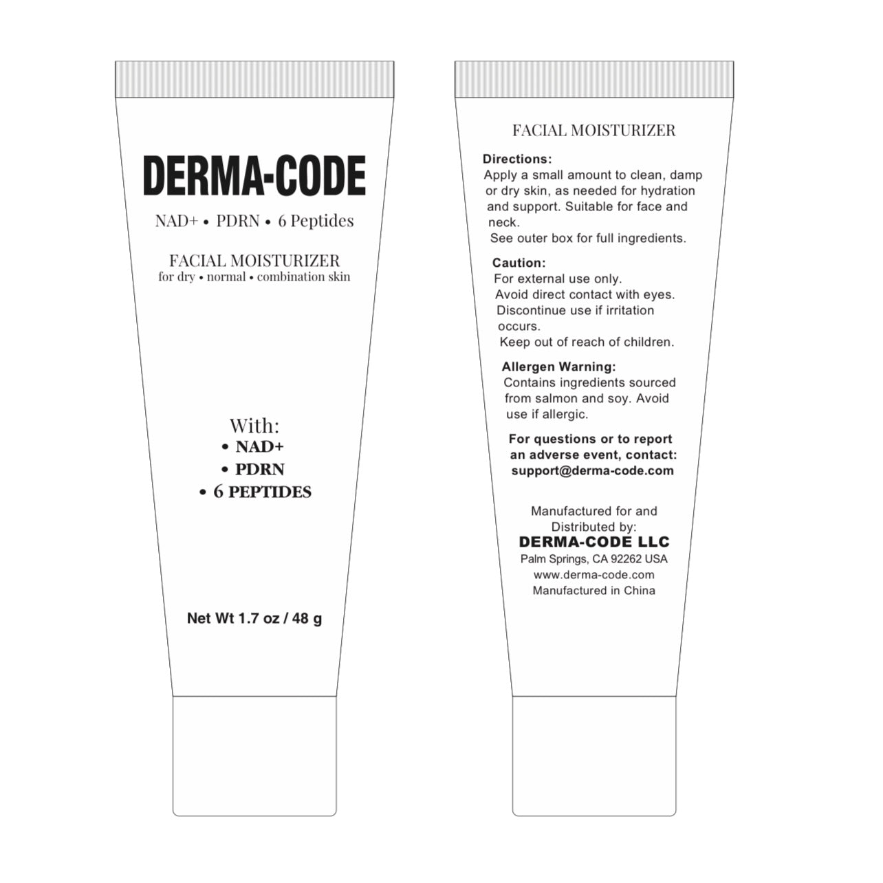 DERMA-CODE™ NAD+ • PDRN • 6 Peptides Facial Moisturizer - 1.7 oz / 48g
