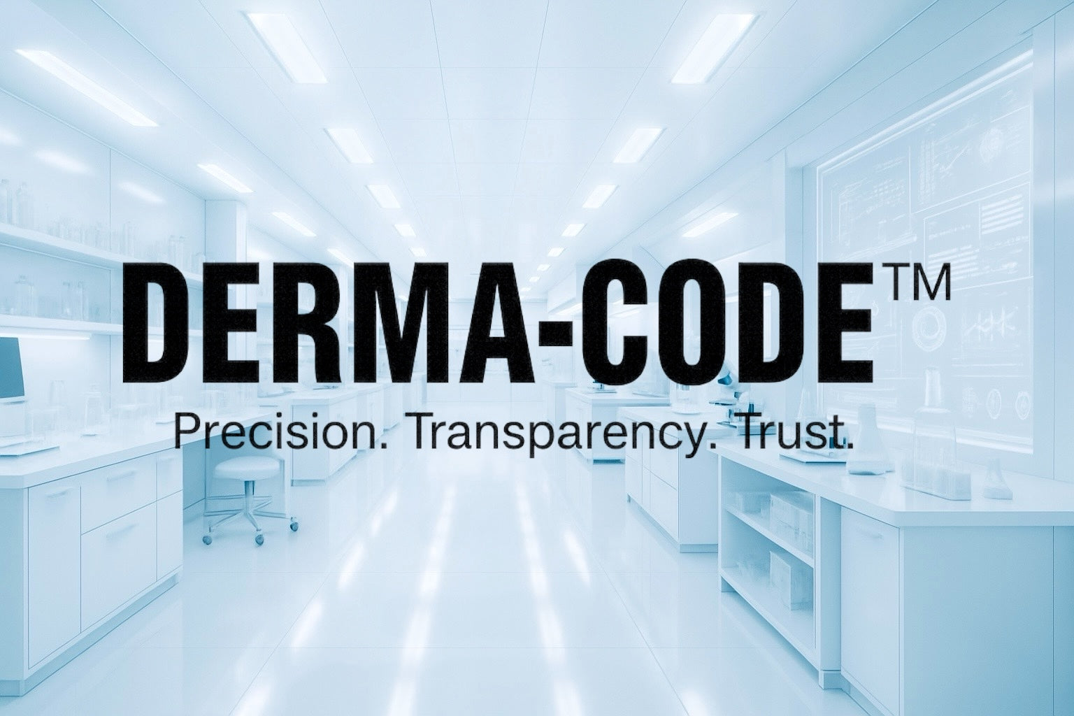 DERMA-CODE™ logo with clinical laboratory background